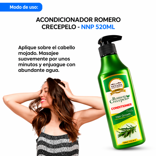 Romero crecepelo combo shampoo + acondicionador + tónico de crecimiento capilar
