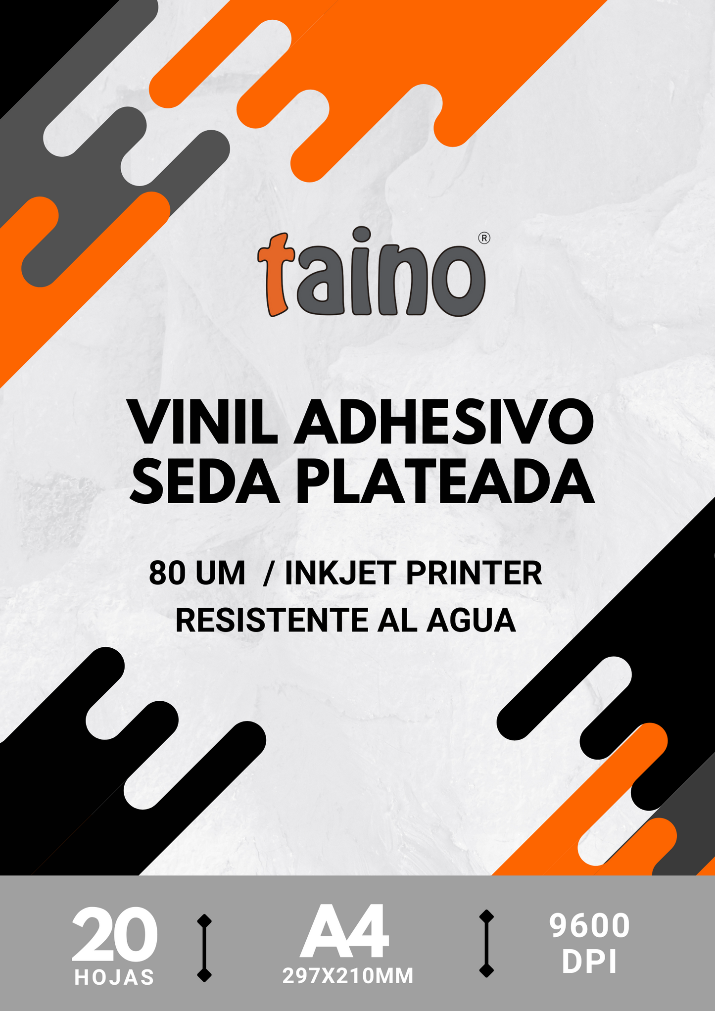 Vinil Adhesivo Seda Plateada Paquete de 20 Hojas A4 - TAINO®