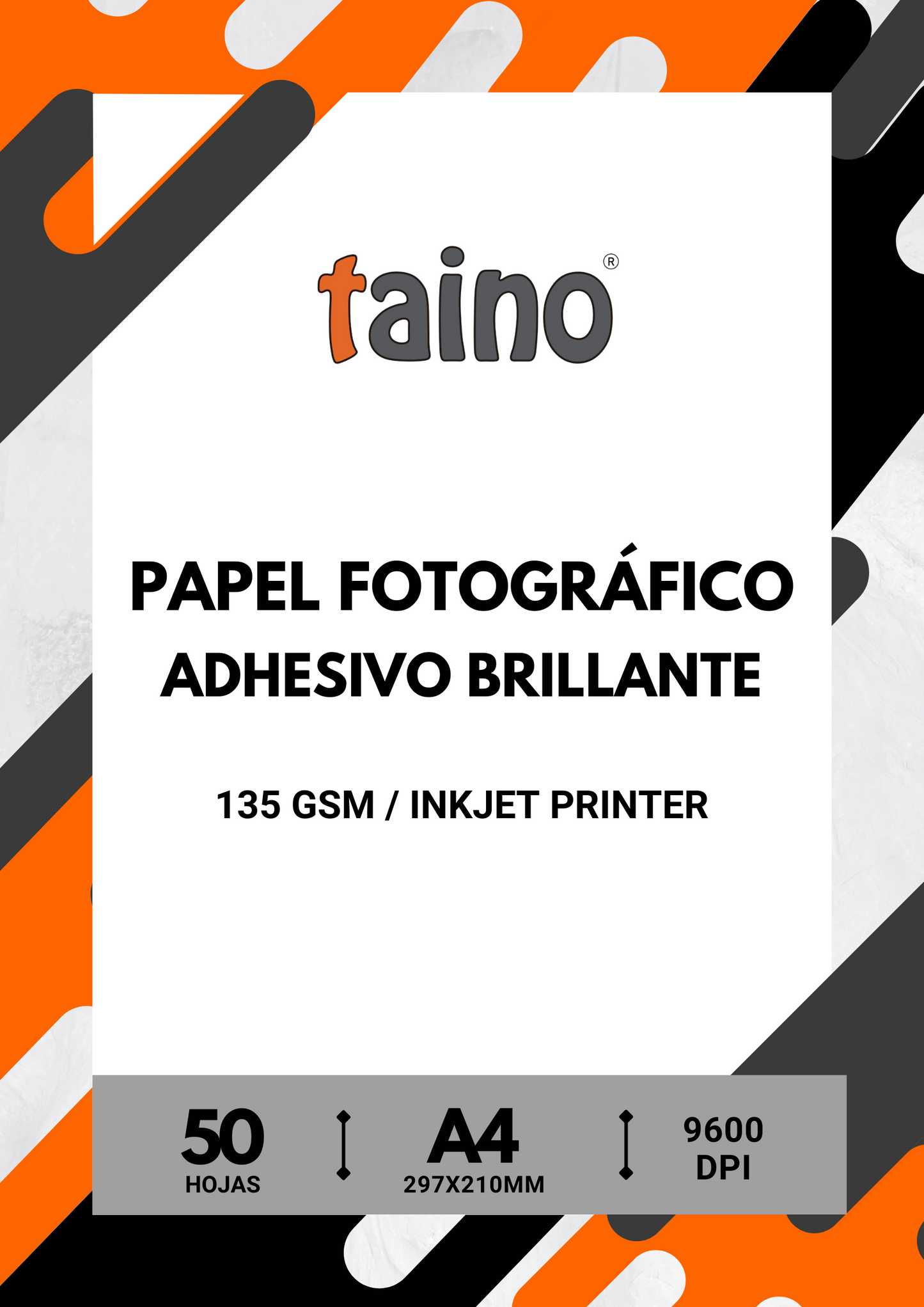 Papel Fotográfico Adhesivo Brillante 50 Hojas A4 - TAINO®