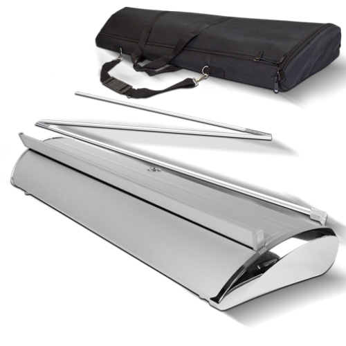 Roll Screen Base Pesada Aluminio Roll Up 2x1 mts con Estuche