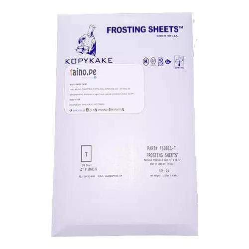 Papel Azúcar Comestible A4 FhotoFrost Para Foto Torta 24 Hojas - TAINO®