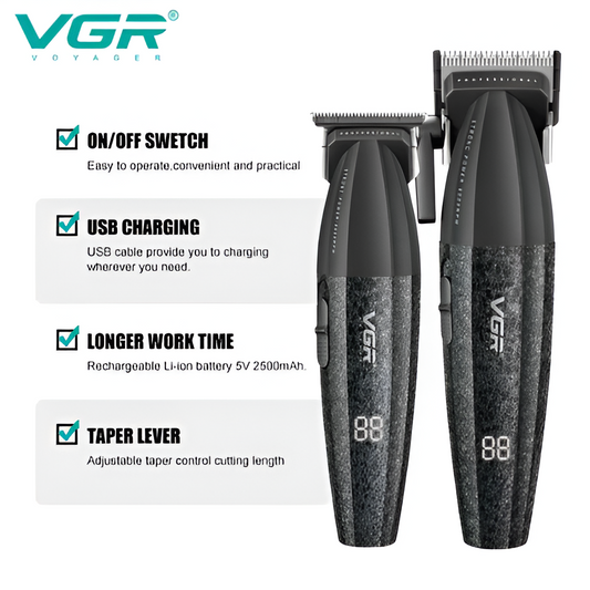 Afeitadora Profesional VGR V-640 Cortadora + Trimmer y Accesorios