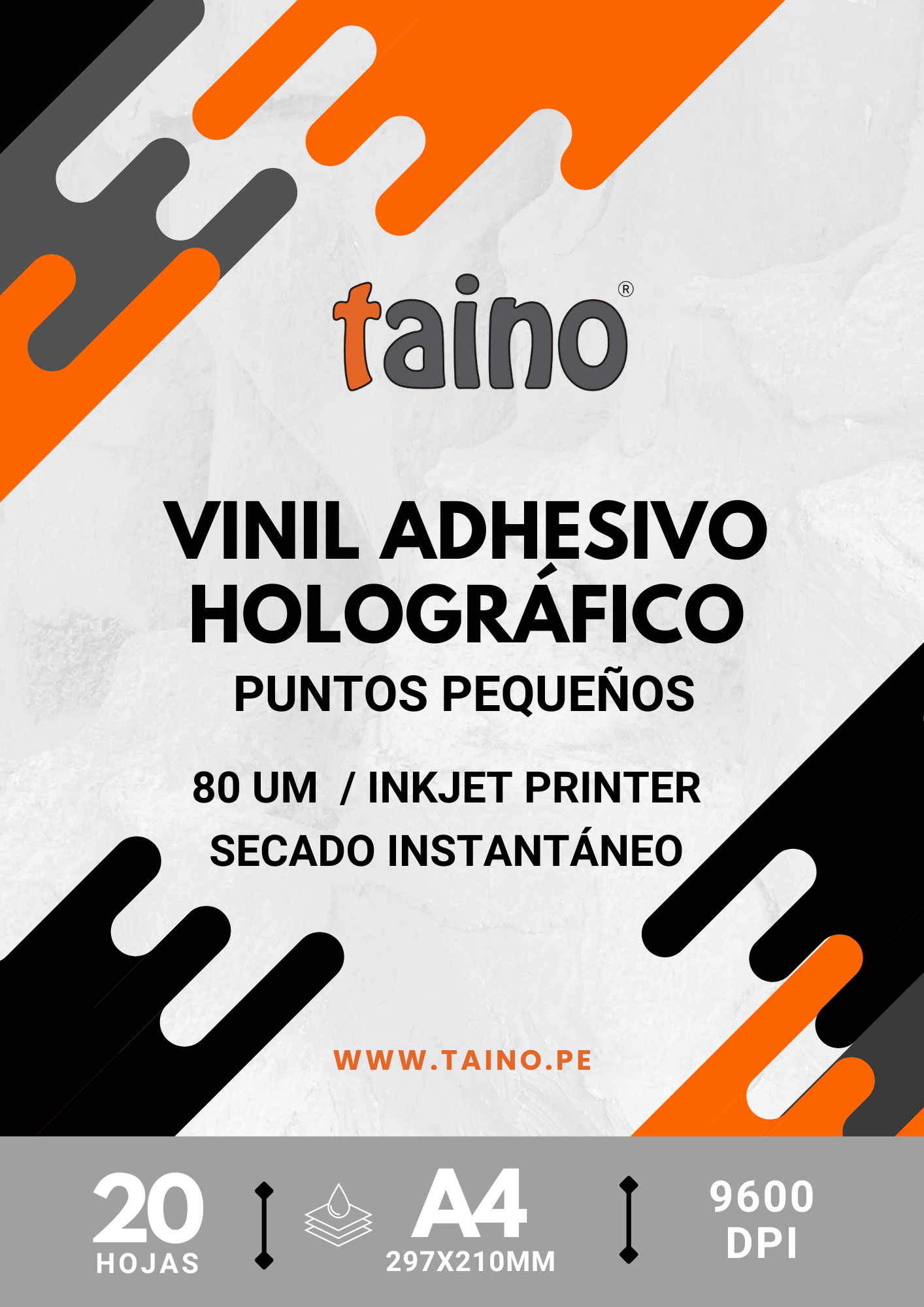 Vinil Holográfico Plateado Diseños Variados 20 hojas A4