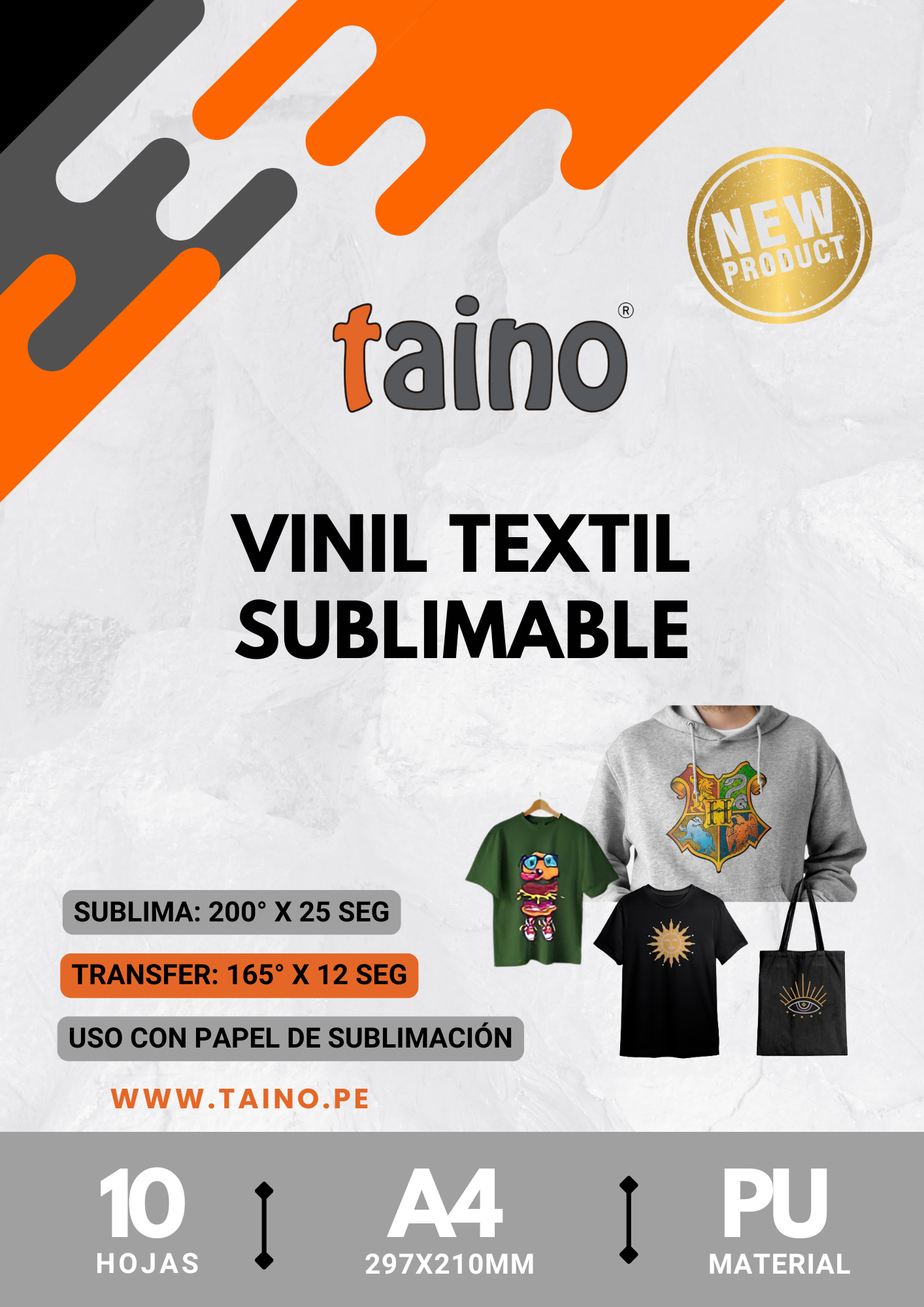 Vinil Textil Sublimable - Uso con Papel 10 Hojas A4