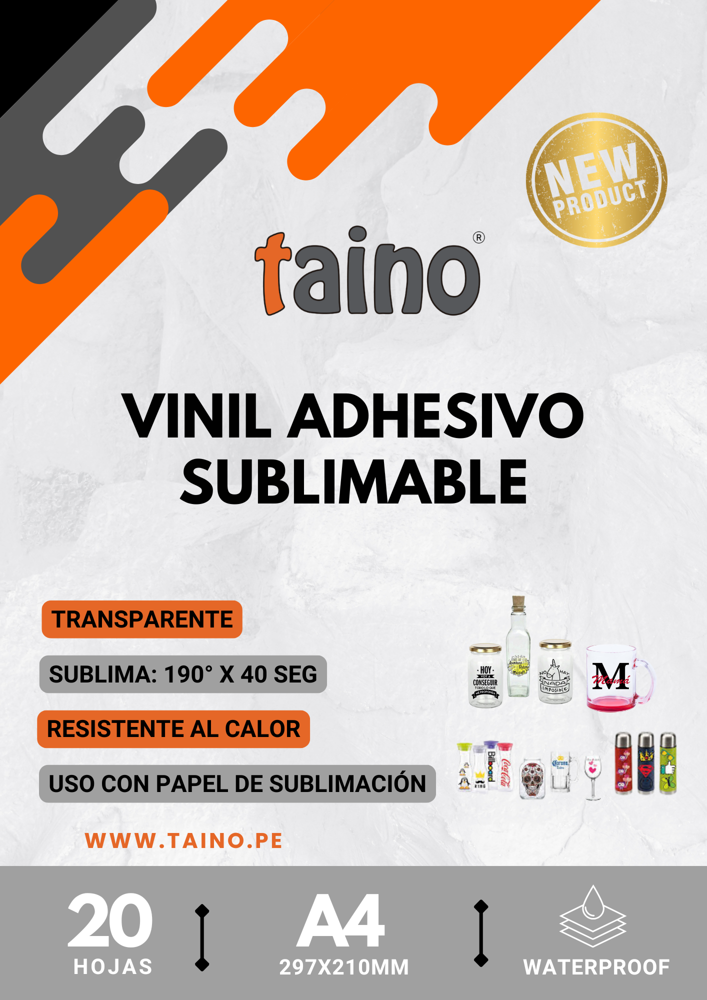Vinil Adhesivo Transparente Sublimable Resistente al Calor 20 Hojas A4