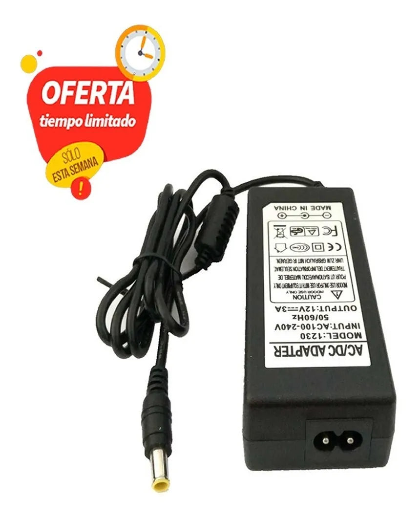 Cargador LG Punta Aguja 12v 3a 2a Para Monitor Cable Corriente de Regalo - TAINO®