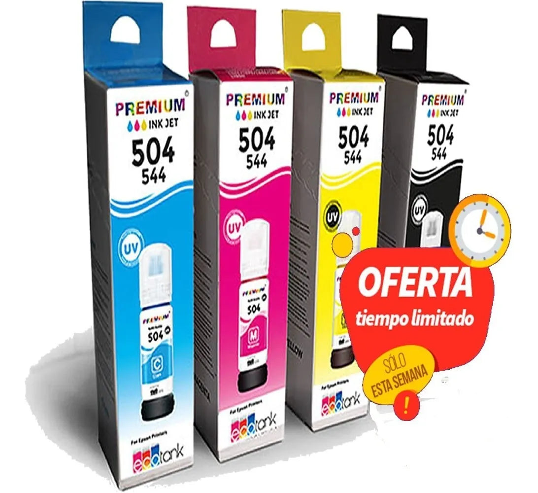Pack Tinta Epson 504-544 Premium Negro Cian Yellow Magenta - TAINO®