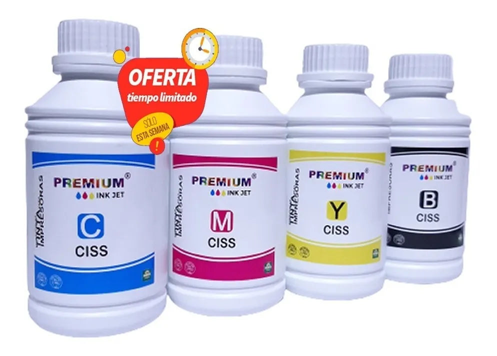 Tinta Black Premium 1/2 Litro Para Impresoras HP Canon Epson Brother - TAINO®