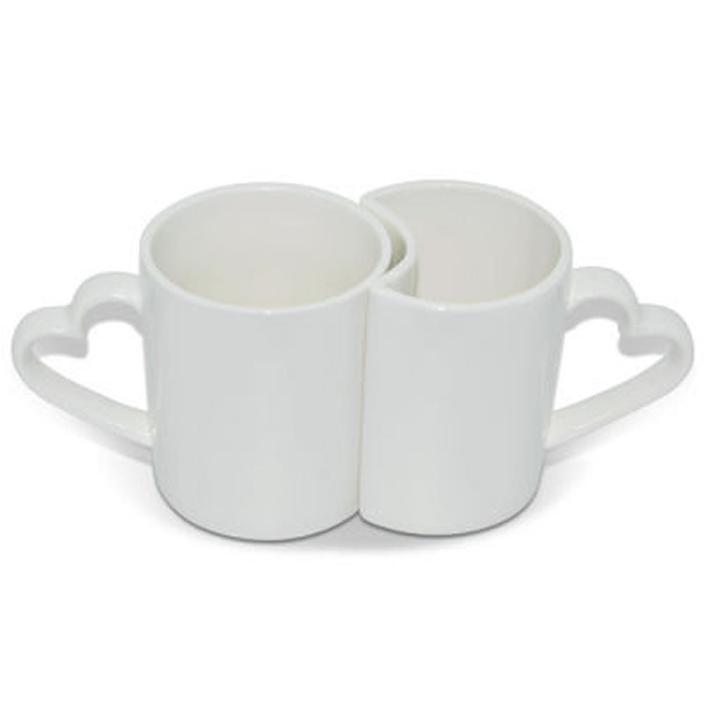 Taza Blanca de Sublimación 11onz Pareja Asa Corazón - TAINO®