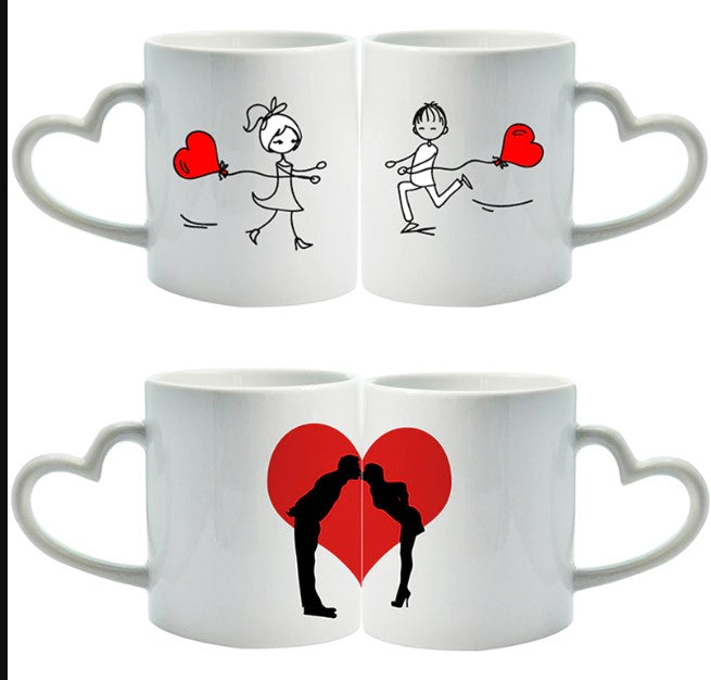 Taza Blanca de Sublimación 11onz Pareja Asa Corazón - TAINO®