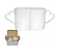 Taza Blanca de Sublimación 11onz Pareja Asa Corazón - TAINO®