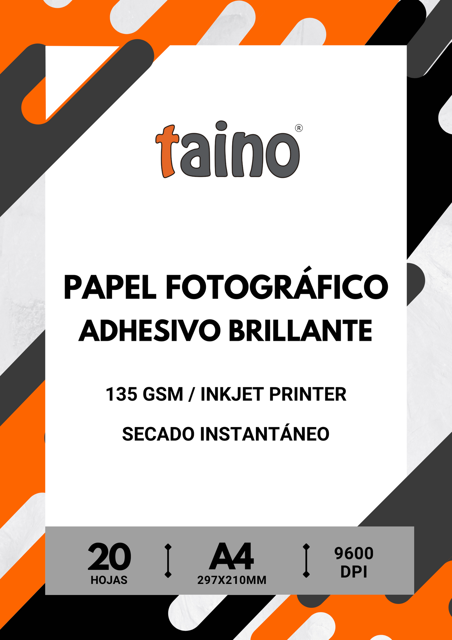 Papel Fotográfico Adhesivo Brillante Secado Instantáneo Paquete de 20 Hojas A4