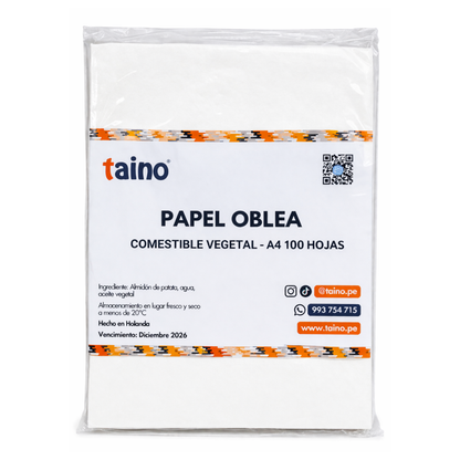 Papel oblea comestible repostería decoraciones 100 Hojas A4 TAINO®