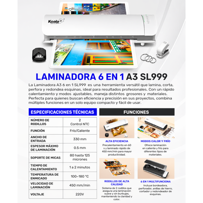 Laminadora 6 en 1 A3 MODELO SL999