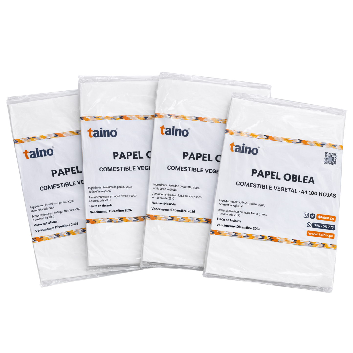 Papel oblea comestible repostería decoraciones 100 Hojas A4 TAINO®