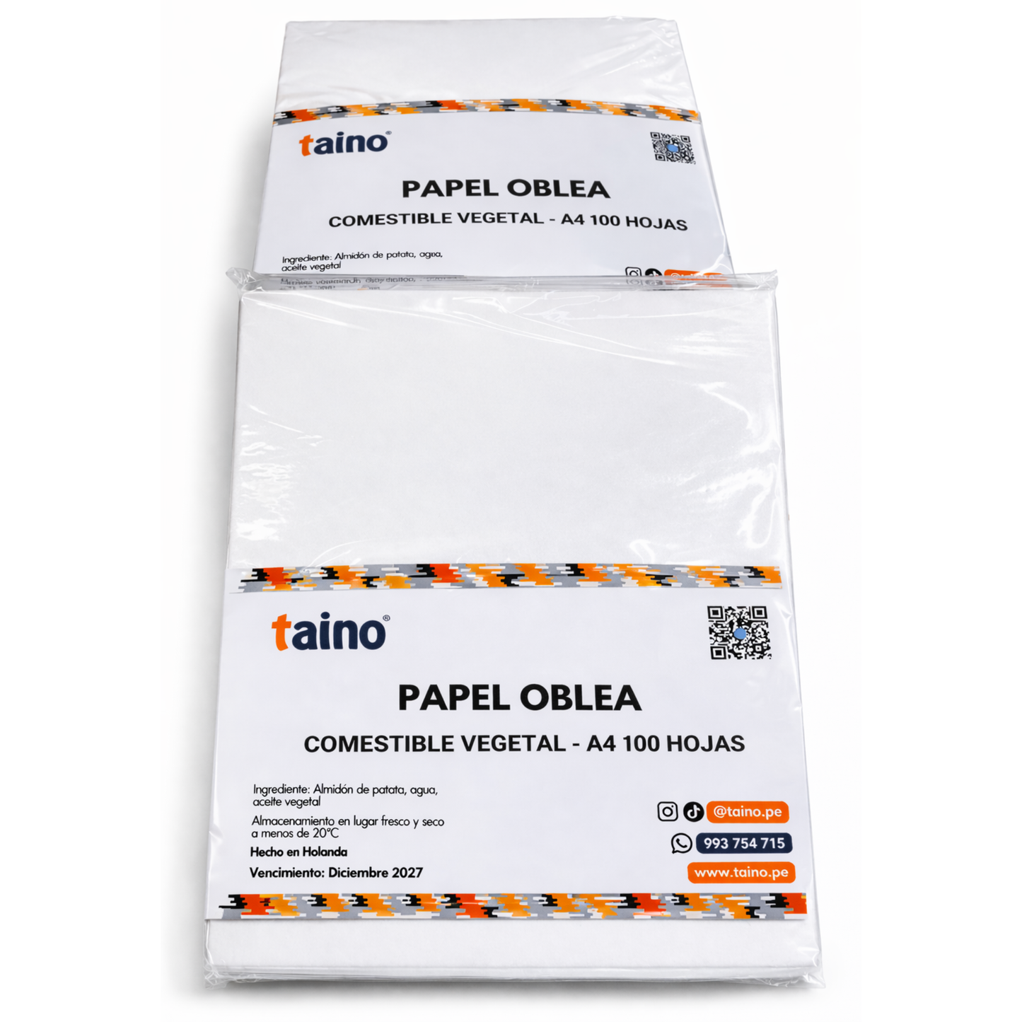 Papel oblea comestible repostería decoraciones 100 Hojas A4 TAINO®