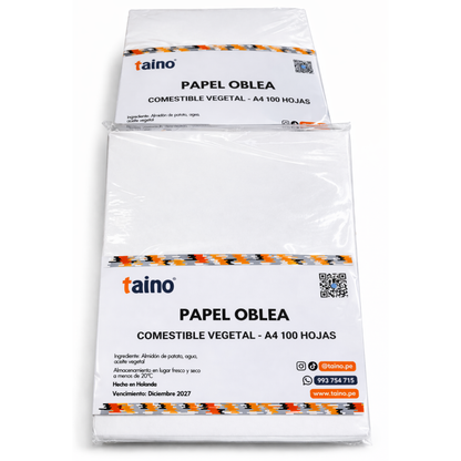 Papel oblea comestible repostería decoraciones 100 Hojas A4 TAINO®