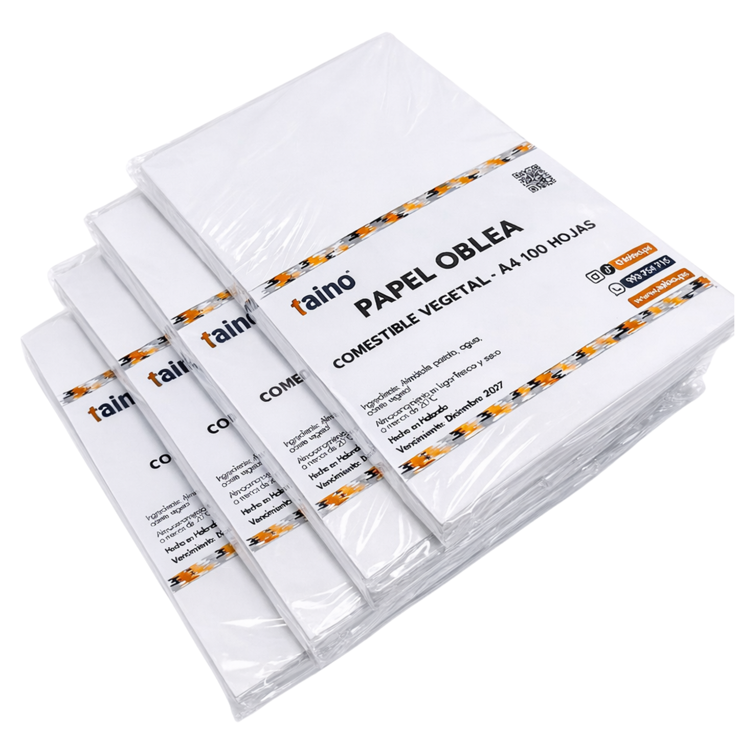 Papel oblea comestible repostería decoraciones 100 Hojas A4 TAINO®