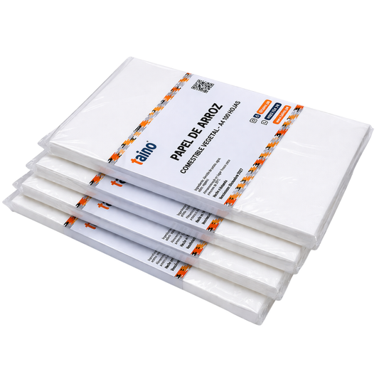 Papel arroz comestible repostería decoraciones 50 hojas A4 TAINO®