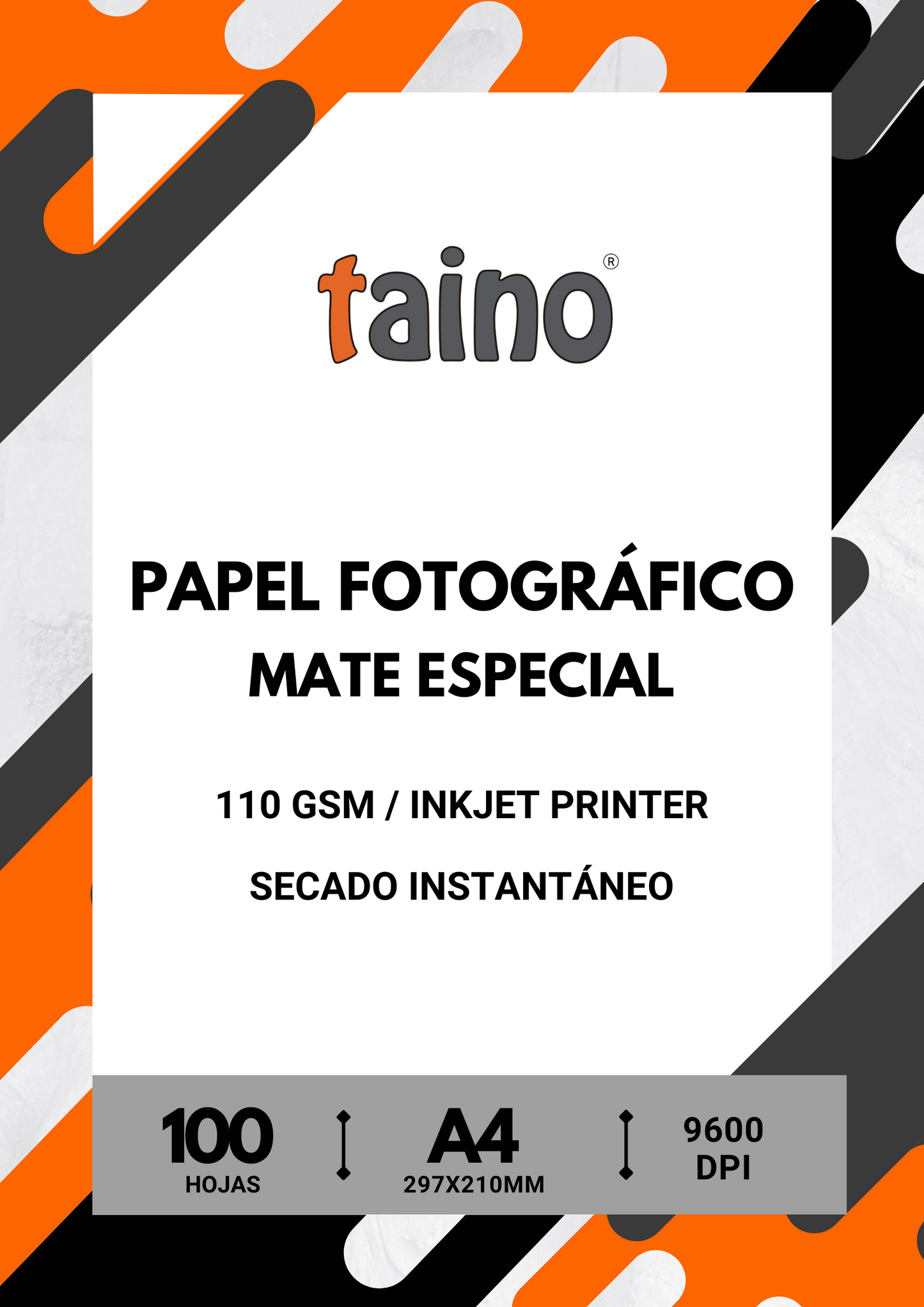 Papel Fotográfico Mate Especial 100 Hojas A4 Secado Instantáneo