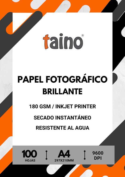 Papel Fotográfico Brillante Secado Instantáneo Resistente al Agua 100 Hojas A4