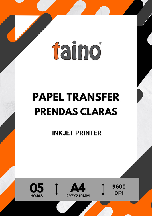 Papel Transfer Para Prendas Claras Paquete de 5 Hojas A4