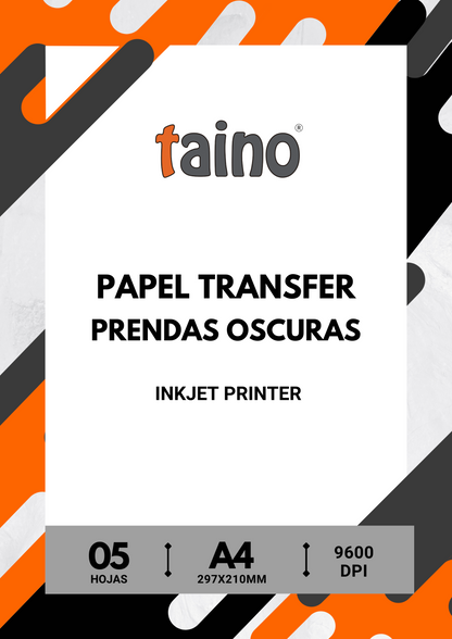 Papel Transfer Prendas Oscuras Paquete 5 Hojas A4 - TAINO®