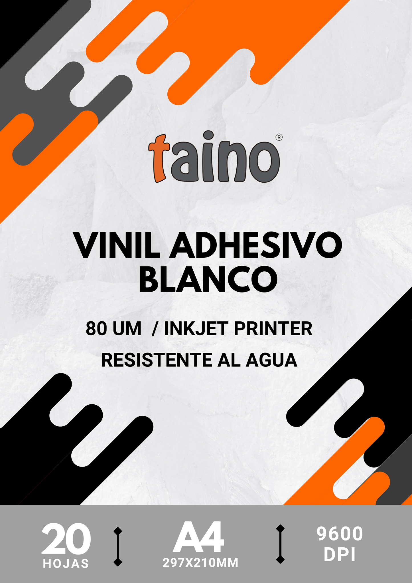 Vinil Adhesivo Blanco Resistente al Agua Paquete de 20 Hojas A4