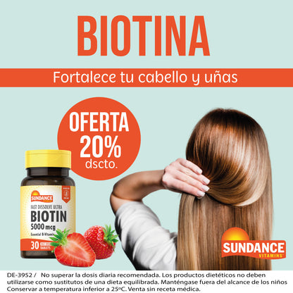 Biotin 30 Tabletas Disolución Rápida 5000mcg