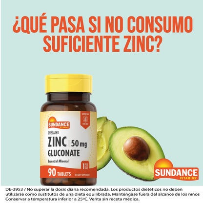 Zinc Gluconate 50mg 90 Tabletas