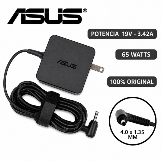 Cargador asus 19v 3.42a original punta delgada