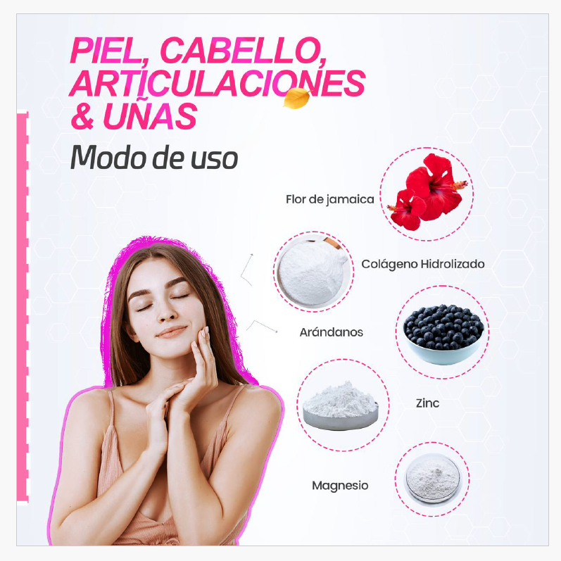 Colágeno Hidrolizado Arandanos Flor de Jamaica Magnesio Fresa Fórmula V 1.1 kg
