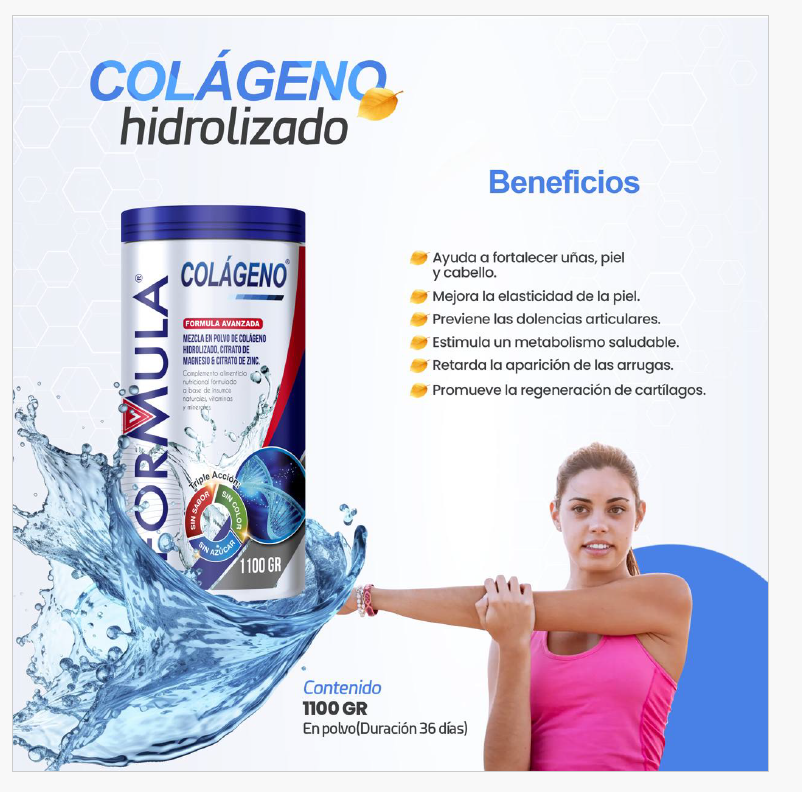 Colágeno Hidrolizado Arandanos Flor de Jamaica Magnesio Fresa Fórmula V 1.1 kg