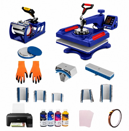 Combo Sublimación 15 en 1 Multifuncional Plancha 38x38cm Impresora Epson Tintas Papel A4 Cinta