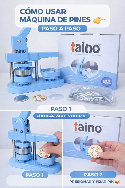 Maquina de Pines TAINO® Cabezales 25mm 37mm 58mm 58mm corazon