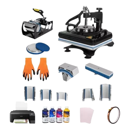 Combo Sublimación 15 en 1 Multifuncional Plancha 29x38cm Impresora Epson Tintas Papel A4 Cinta - TAINO®