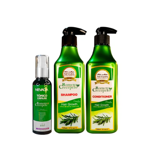 Combo Romero Crecepelo: Shampoo + Acondicionador + Tónico de Crecimiento Capilar