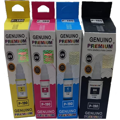 Pack Tinta Canon GI 190 Premium Serie G1100 G2100 G3100 G3102 4102 G4111
