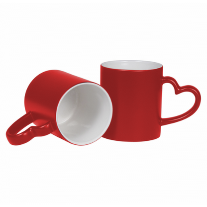 Taza Mágica Negro y Rojo 11 onz Asa Corazón Incluye Cajita - TAINO®