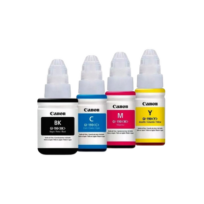 Tinta Canon GI 190 Original Serie G1100 G1110 G2100 G2110 G3000 G3100 G3102 Black Cian Yellow Magenta - TAINO®
