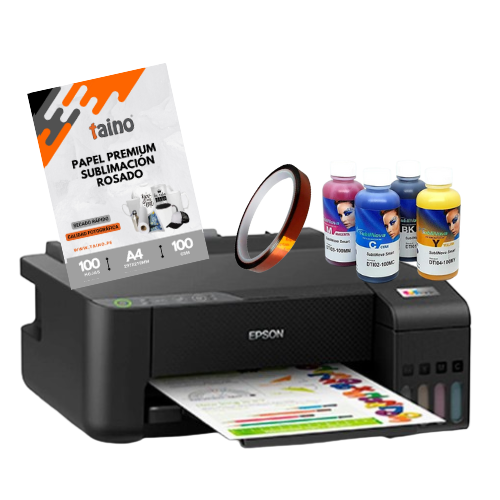 Combo de sublimación 4 en 1: Impresora Epson L1250 Wifi + Papel Sublimación A4 100 hojas + Cinta Térmica + 4 Tintas Sublinova