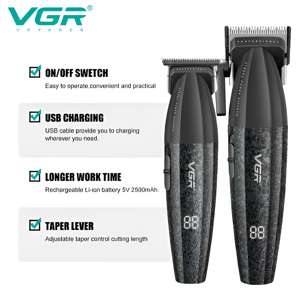 Combo Profesional VGR V-640 Cortadora + Trimmer y Accesorios