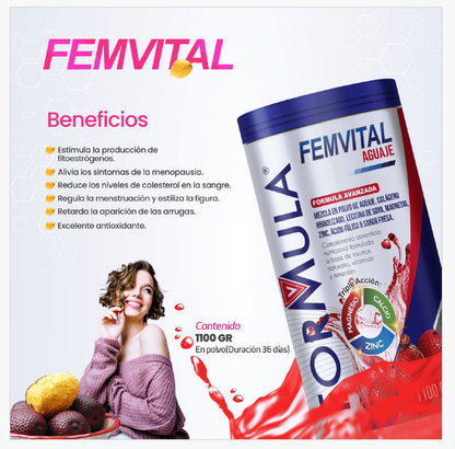 FemVital Aguaje Colageno Magnesio Ácido Fólico Sabor Fresa 1.1 kg