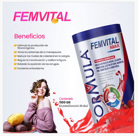 FemVital Aguaje Colageno Magnesio Ácido Fólico Sabor Fresa 1.1 kg