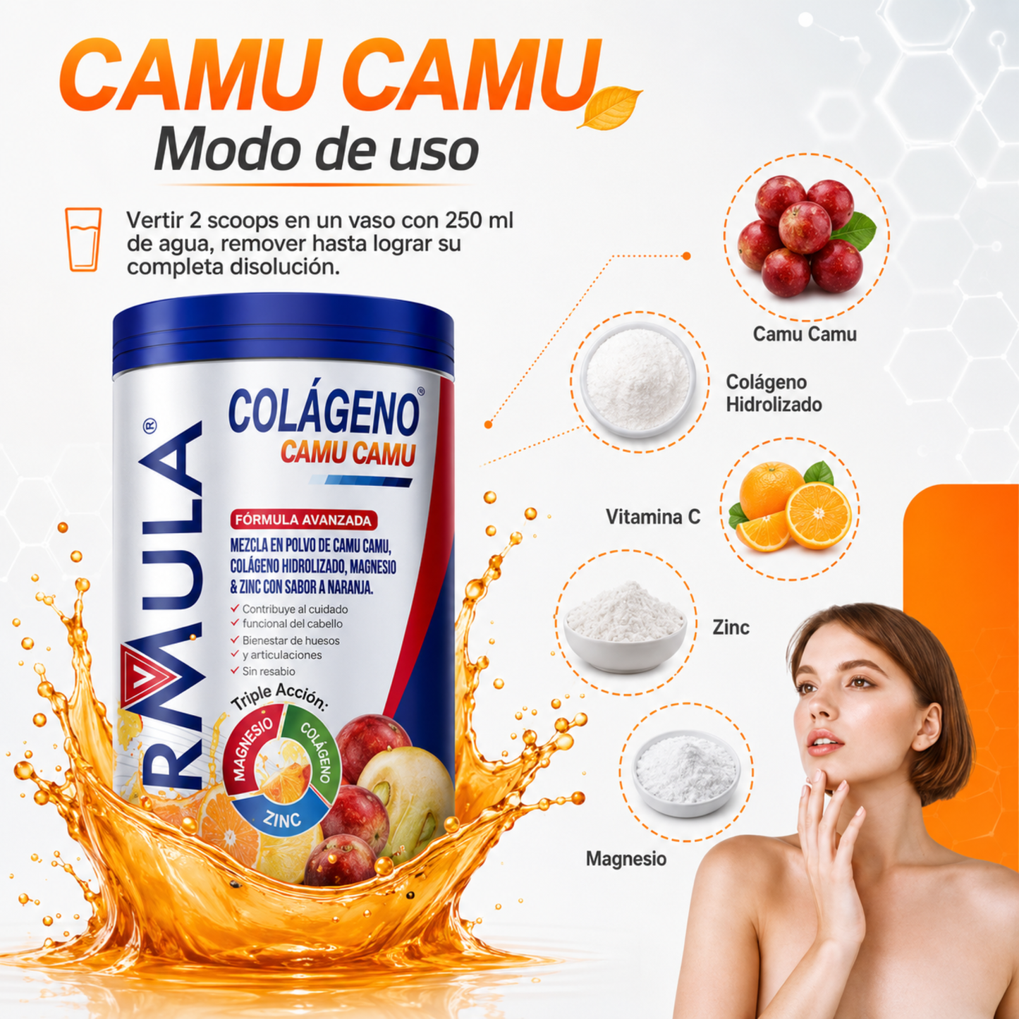 Colágeno hidrolizado arandanos flor de jamaica magnesio fresa fórmula V 1.1 kg