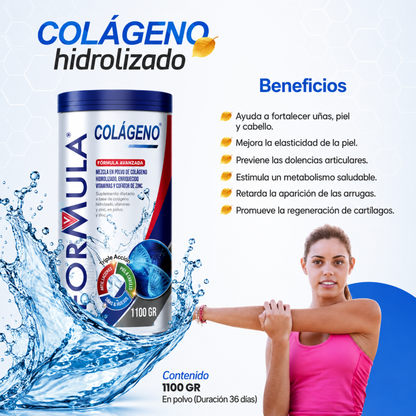 Colágeno hidrolizado arandanos flor de jamaica magnesio fresa fórmula V 1.1 kg