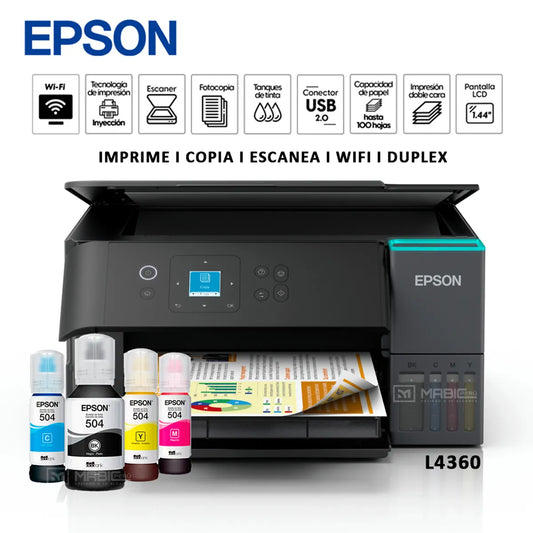 Epson EcoTank L4360 Impresora Multifuncional a Color Wi-Fi y Dúplex