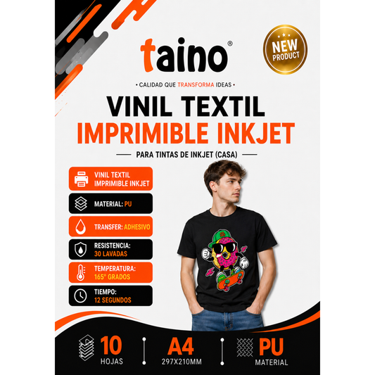Vinil Textil Imprimible Inkjet- Impresión Directa 10 Hojas A4