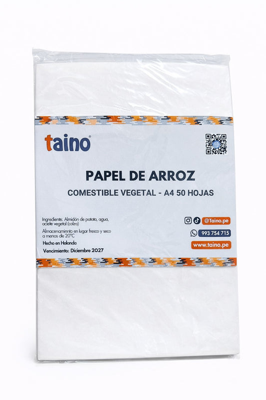 Papel arroz comestible repostería decoraciones 100 hojas A4 TAINO®