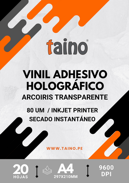 Vinil Holográfico Plateado Diseños Variados 20 hojas A4